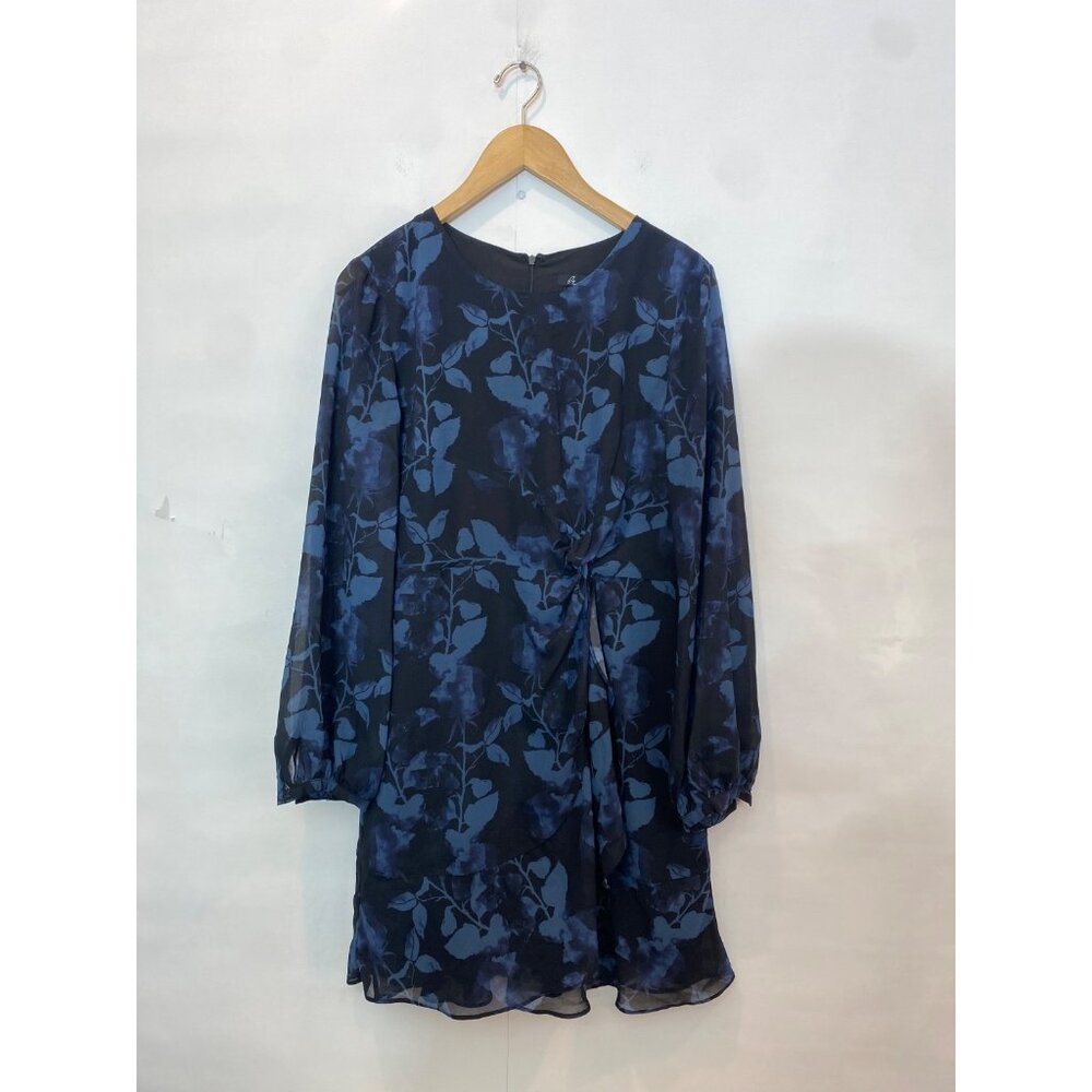 Hutch Anthropologie Women's By The Light of The Moon Dress Blue Black Floral 8